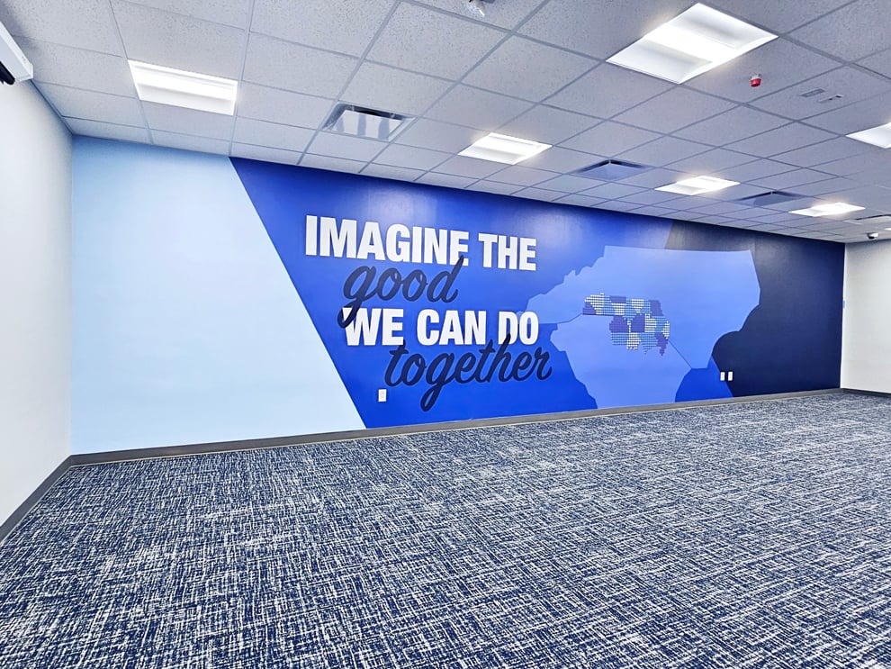 Workplace adhesive vinyl graphics installed in Charlotte, NC