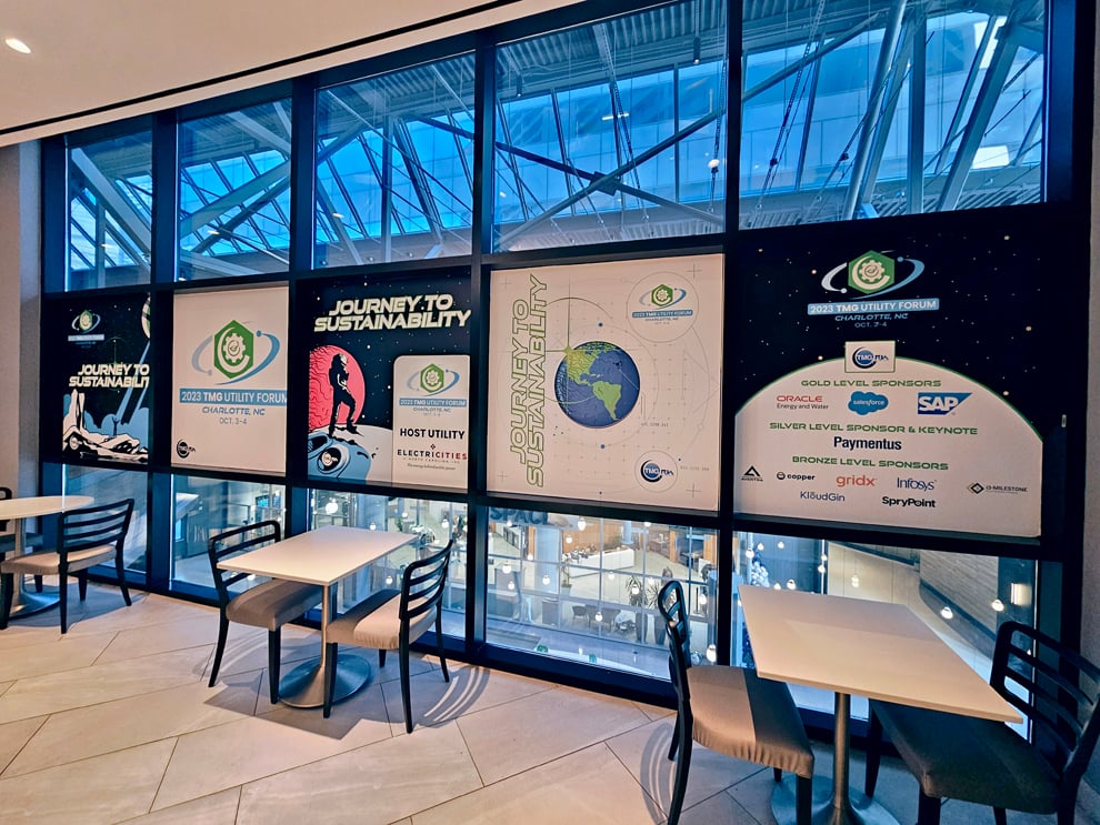 Branded adhesive vinyl for workplace branding in Charlotte, NC