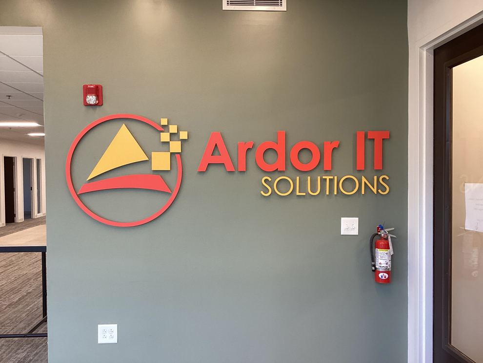 Dimensional Letters in Huntersville, NC designed and installed for business lobby and conference areas