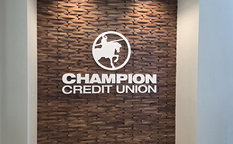 Dimensional Letters in Kannapolis, NC designed and installed for corporate lobby wall branding