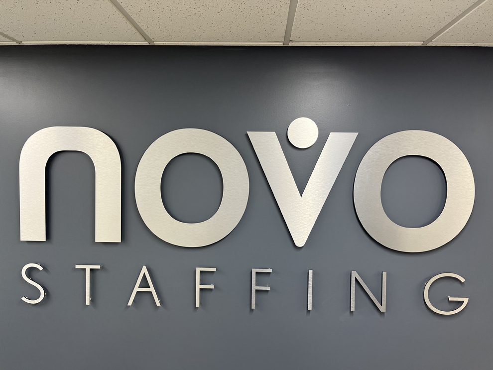 Dimensional Letters in Salisbury, NC designed and installed for modern office reception areas