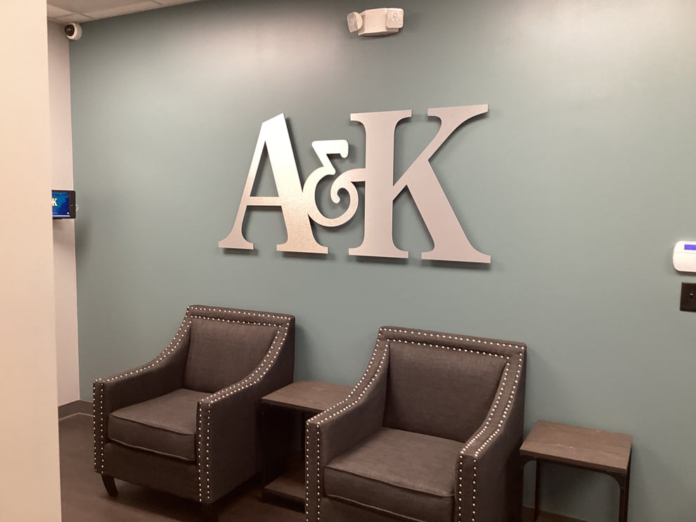 Dimensional Letters in Statesville, NC designed and installed for company name wall displays