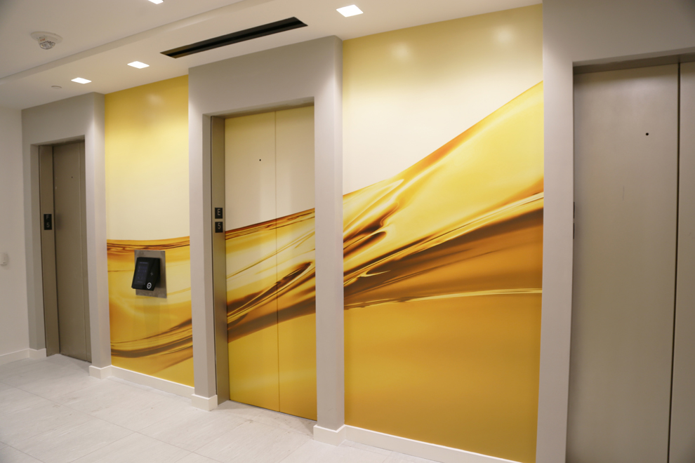Elevator Wraps in Fort Mill, SC designed and installed for office branding and event environments