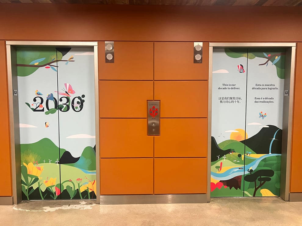 Elevator Wraps in Gastonia, NC designed and installed for commercial building interiors and workplace branding