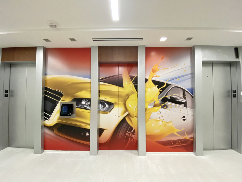Elevator Wraps in Hickory, NC designed and installed for conference centers and office lobbies