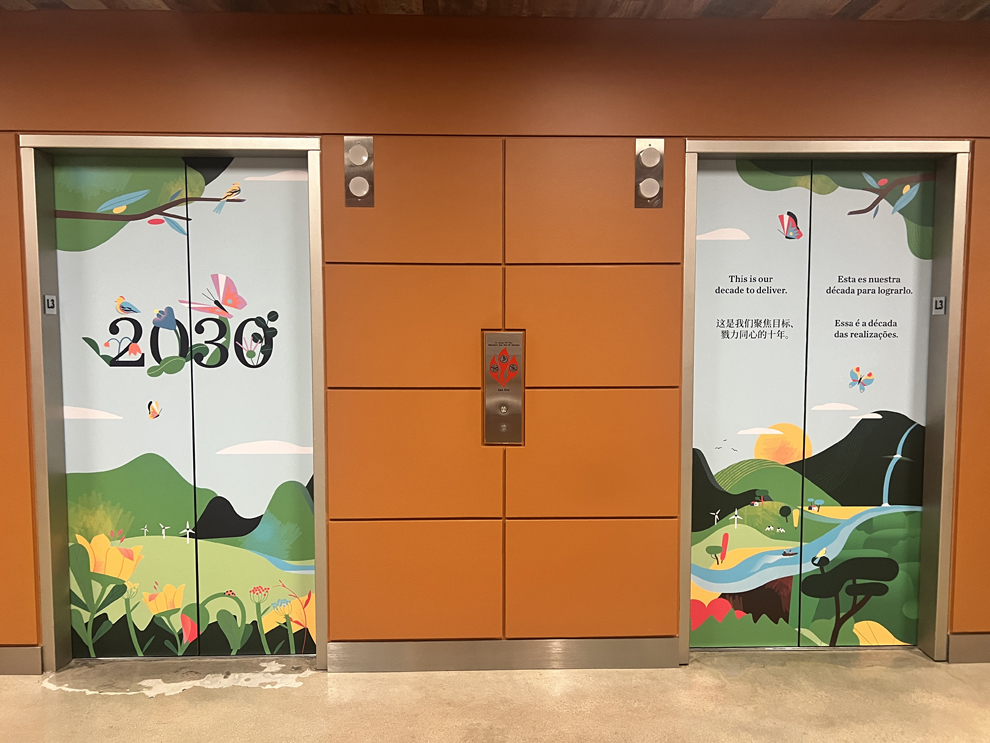 Elevator Wraps in Lincolnton, NC designed and installed for commercial building interiors and workplace branding