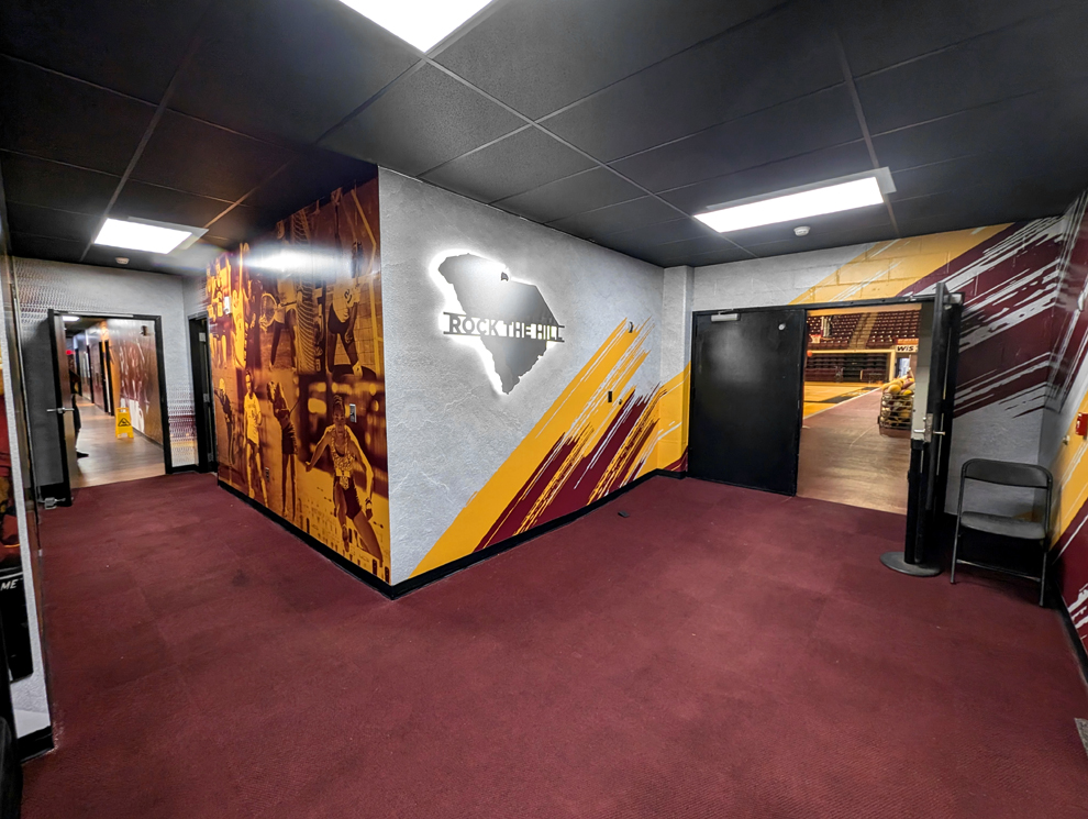Athletic facility branded with environmental graphic design in Charlotte, NC
