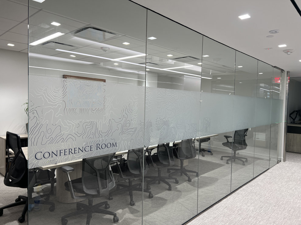 Office branding displays designed with environmental graphic design in Charlotte, NC