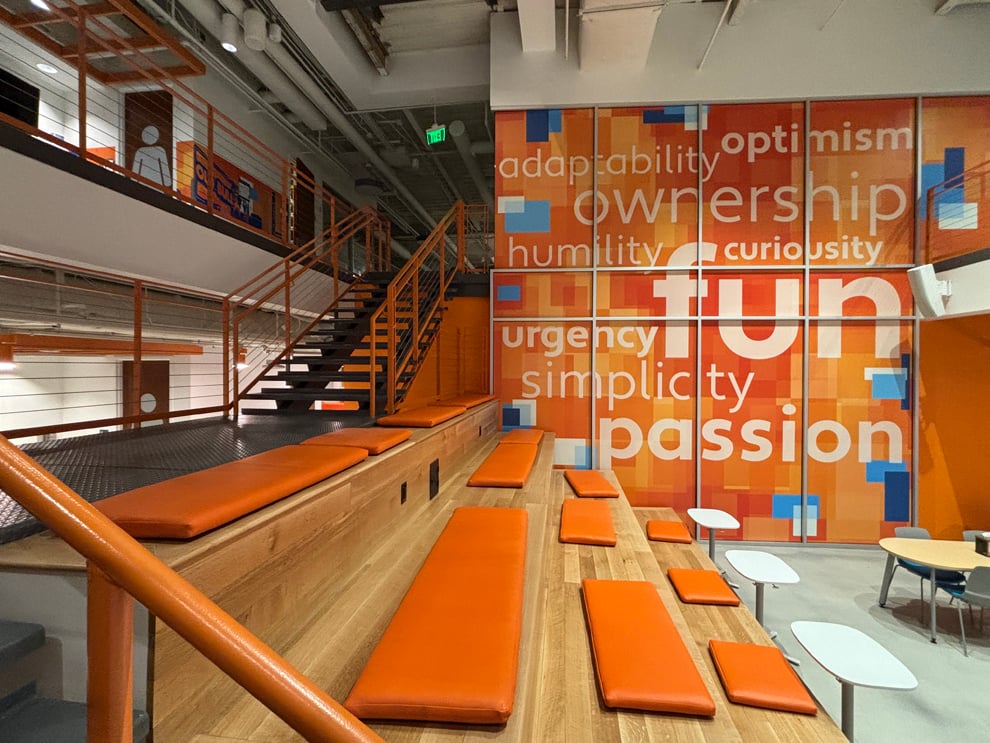 Environmental graphic design services for workplace interiors in Fort Mill, SC