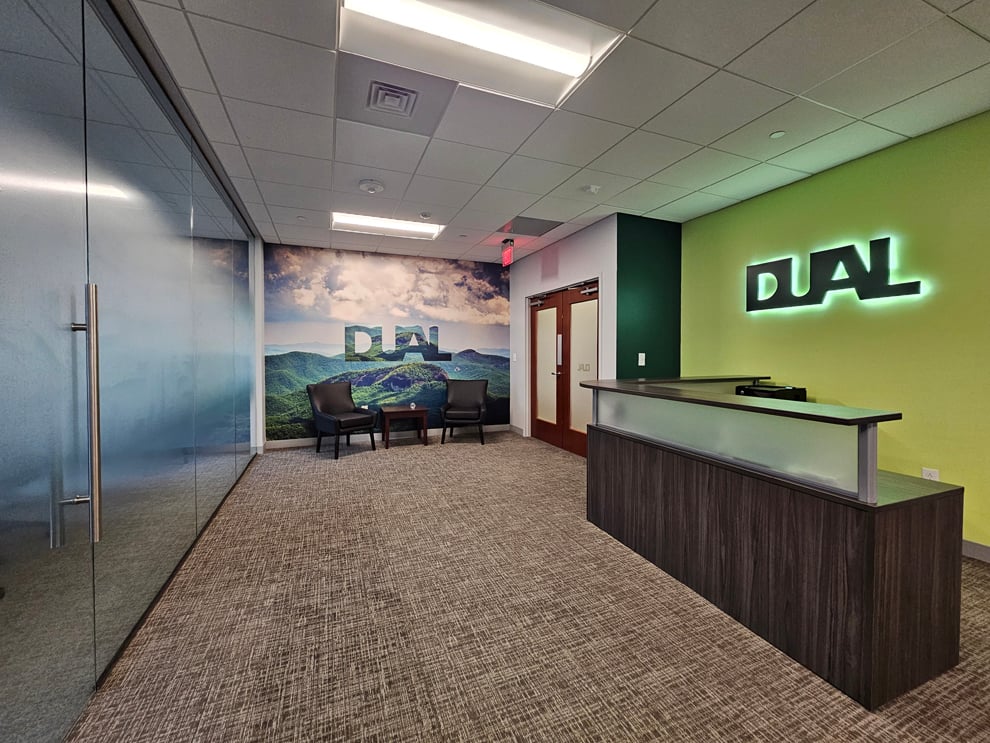 Environmental graphic design services for workplace interiors in Fort Mill, SC
