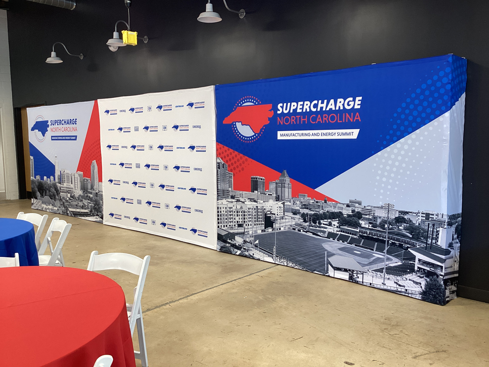 Portable fabric backdrops designed for conferences and trade shows in Charlotte, NC