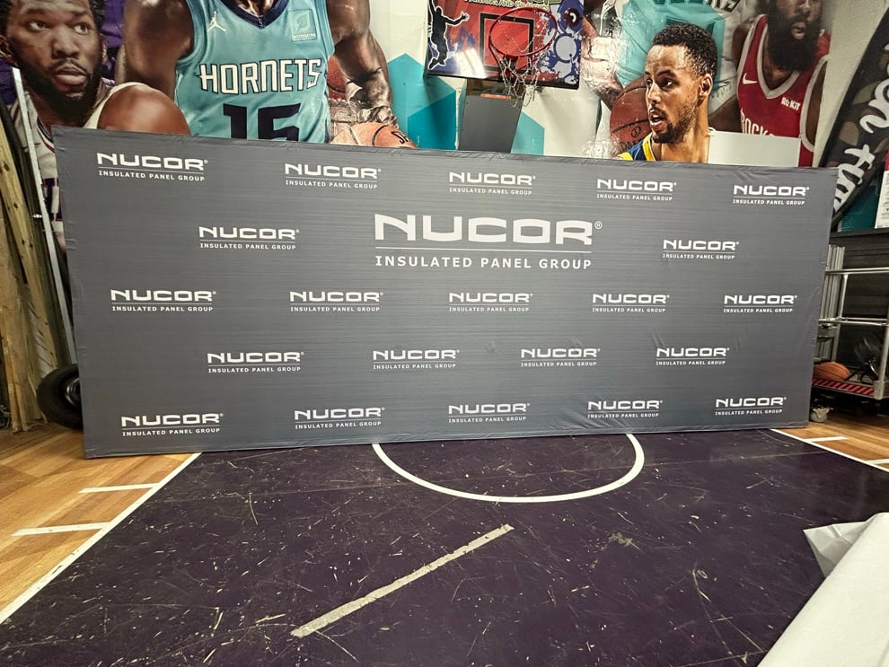Custom event fabric backdrops installed for branding in Gastonia, NC