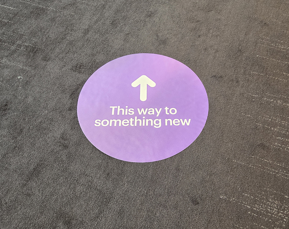 Floor Graphics in Charlotte, NC designed and installed for office branding and directional navigation