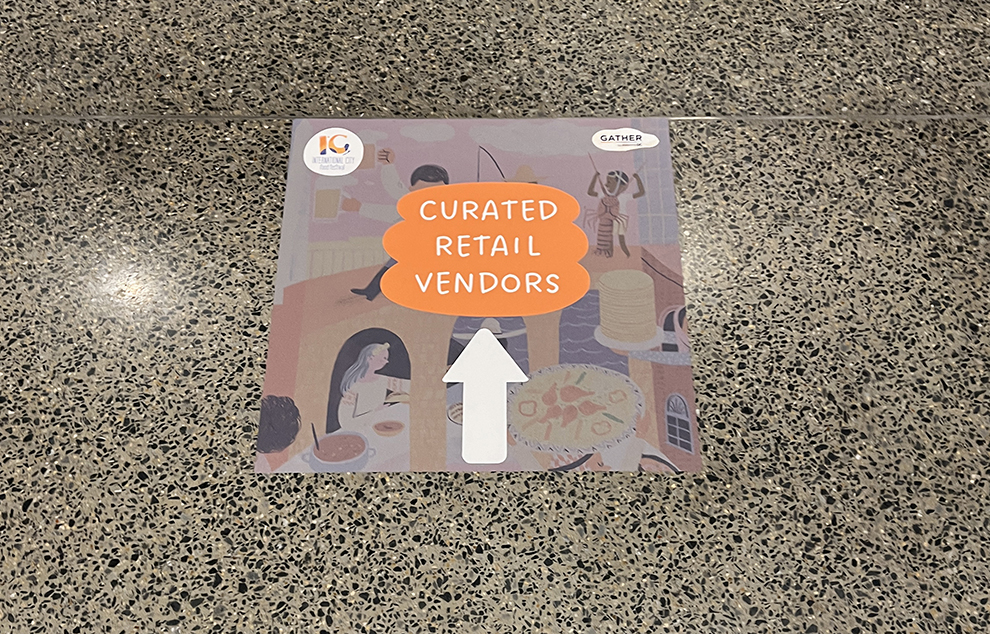 Floor Graphics in Charlotte, NC designed and installed for hallway direction and brand identity