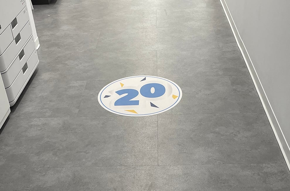 Floor Graphics in Fort Mill, SC designed and installed for company events and branded interiors