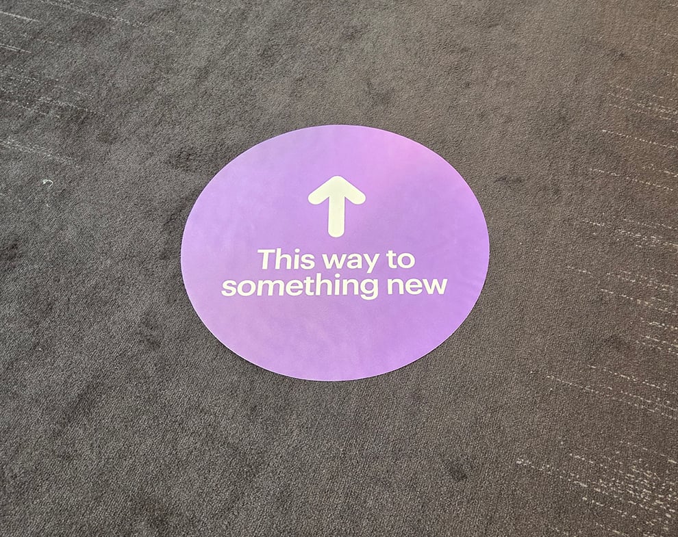 Floor Graphics in Hickory, NC designed and installed for office branding and directional navigation