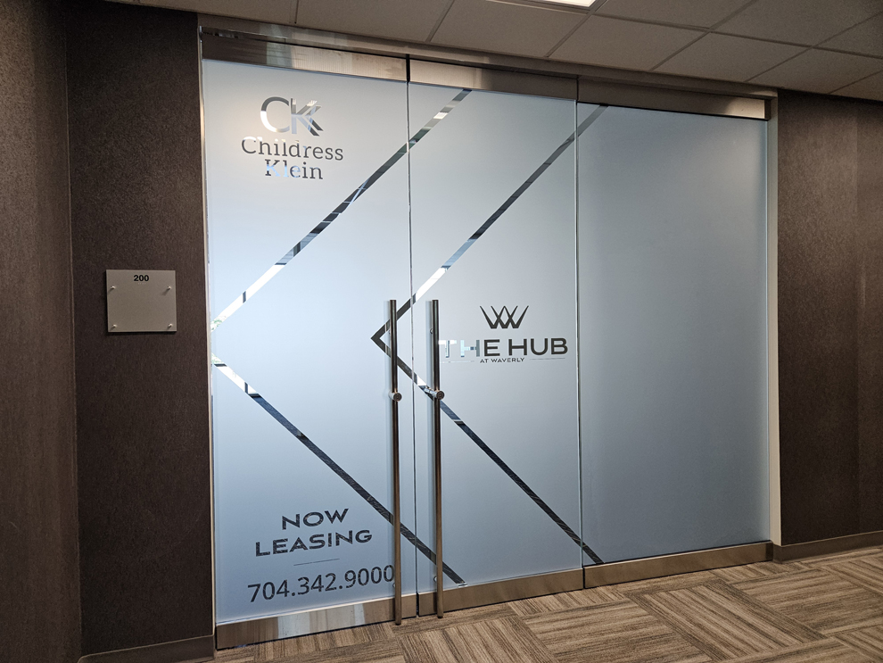 Frosted Vinyl in Gastonia, NC designed and installed for interior office windows and conference spaces