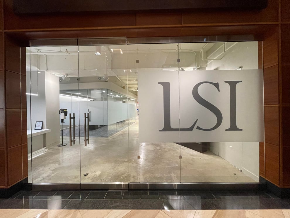 Frosted Vinyl in Huntersville, NC designed and installed for glass walls and office interiors