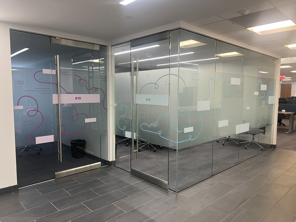 Frosted Vinyl in Lincolnton, NC designed and installed for office glass and wall branding