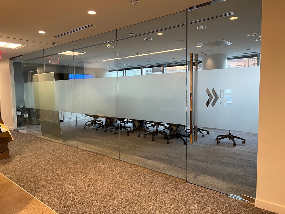 Frosted Vinyl in Salisbury, NC designed and installed for window panels and glass partitions