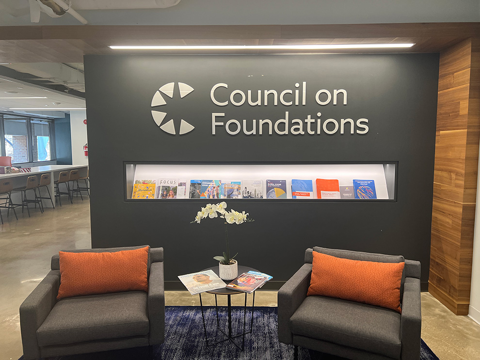Lobby Signs Washington DC designed and installed with professional lettering for entrance walls