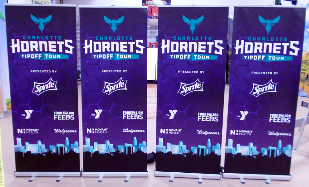 Branded retractable banner stand for trade show near Charlotte, NC