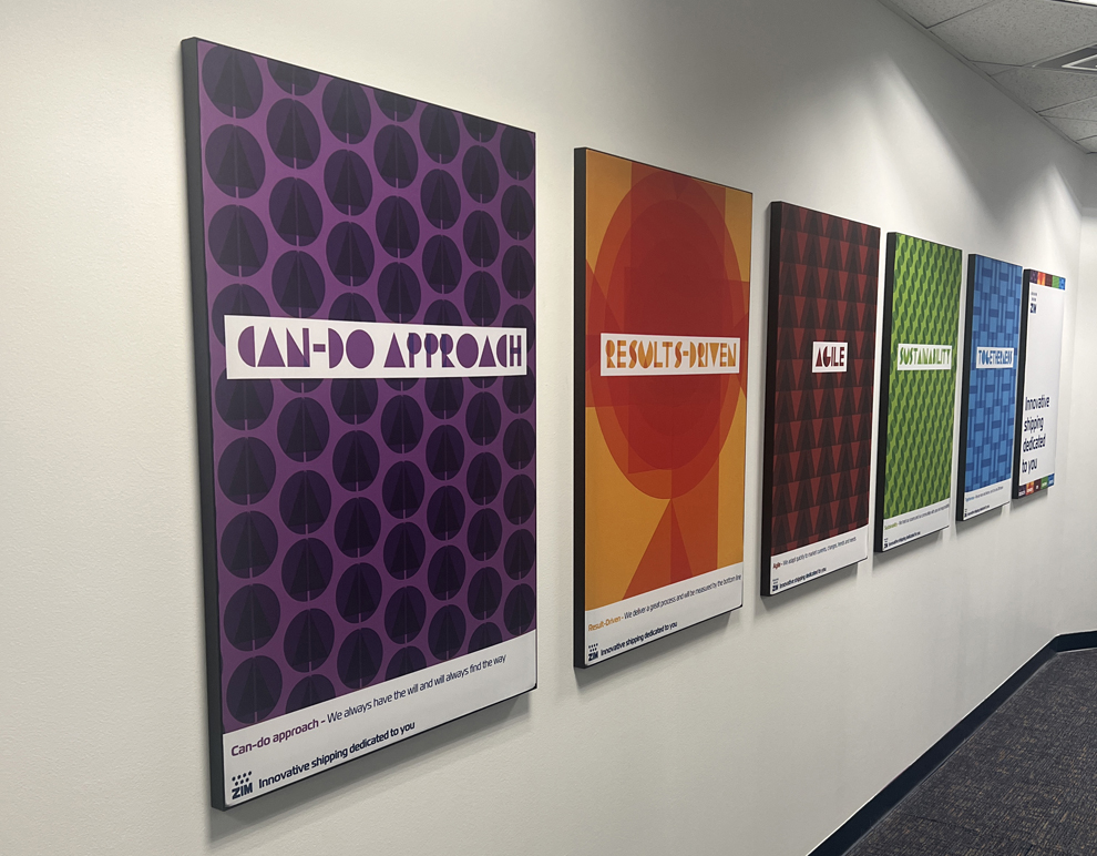 SEG fabric graphics and backlit frames for office branding in Charlotte, NC