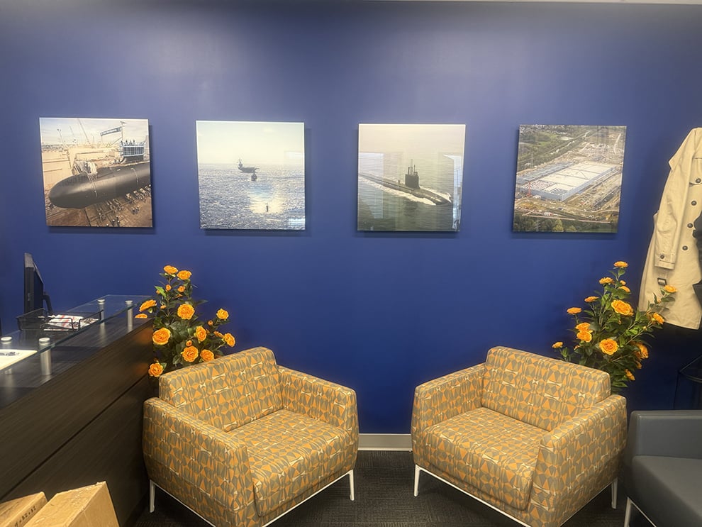 Standoff Mounted Signs in Huntersville, NC designed and installed for corporate lobby and reception areas