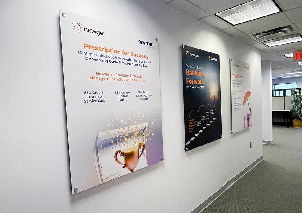 Standoff Mounted Signs in Huntersville, NC designed and installed with dimensional acrylic lettering for business interiors