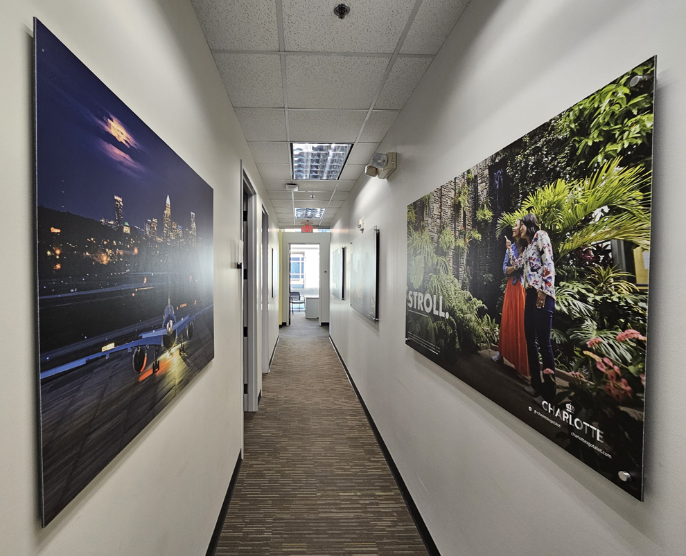 Standoff Mounted Signs in Mooresville, NC designed and installed for corporate interior walls and branding displays