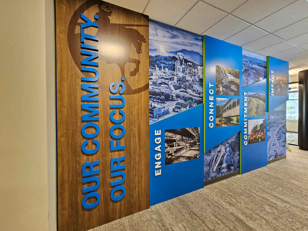 Custom wall displays for office branding in Charlotte, NC