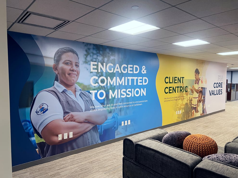 Corporate wall displays in Charlotte, NC, workplaces
