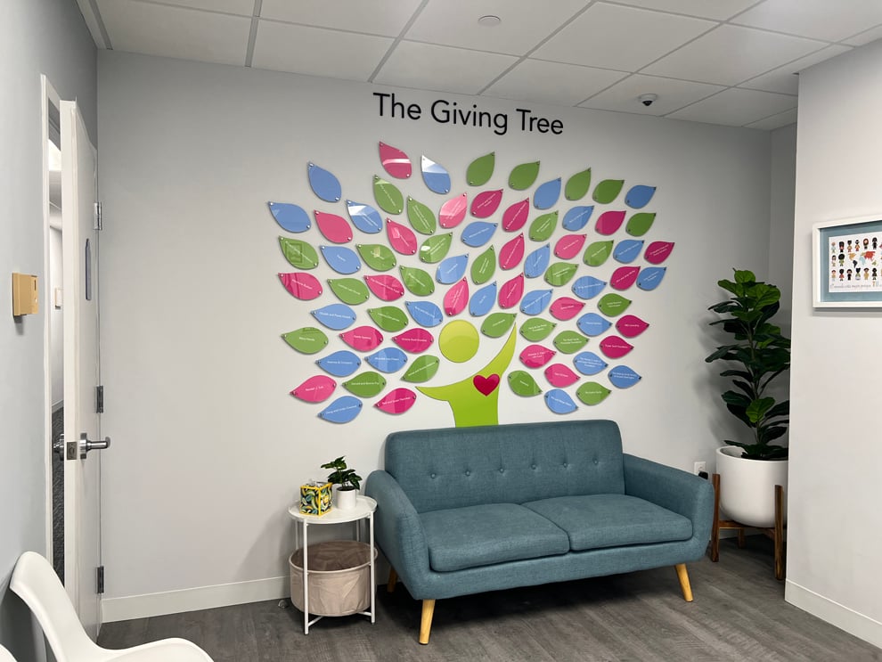 Wall displays with branded graphics in Charlotte, NC, workplaces