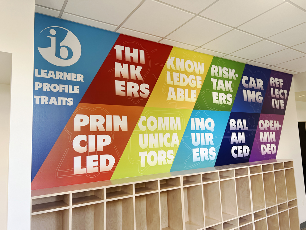 Office lobby wall wrap design for workplace branding in Fort Mill, SC