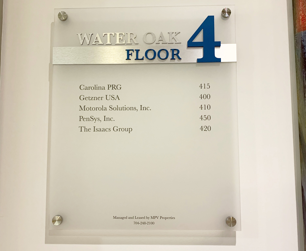 Directional wayfinding signs for corporate buildings in Statesville, NC