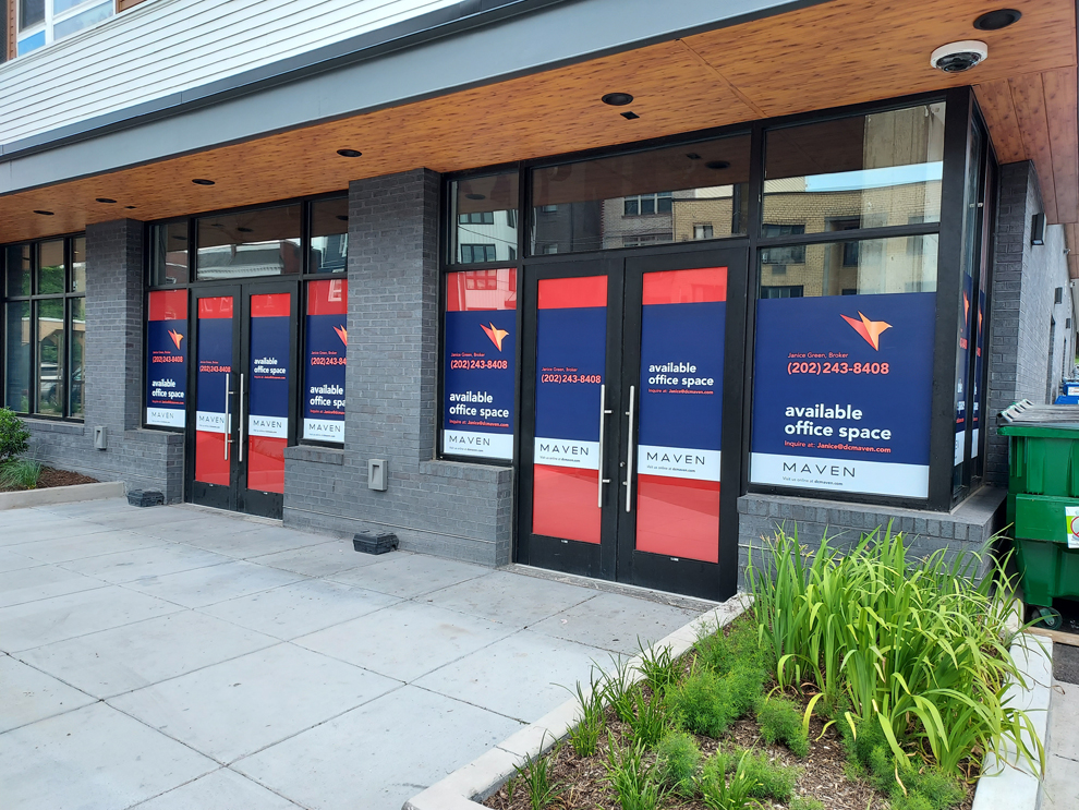 Frosted window graphics installed in Charlotte, NC workplace