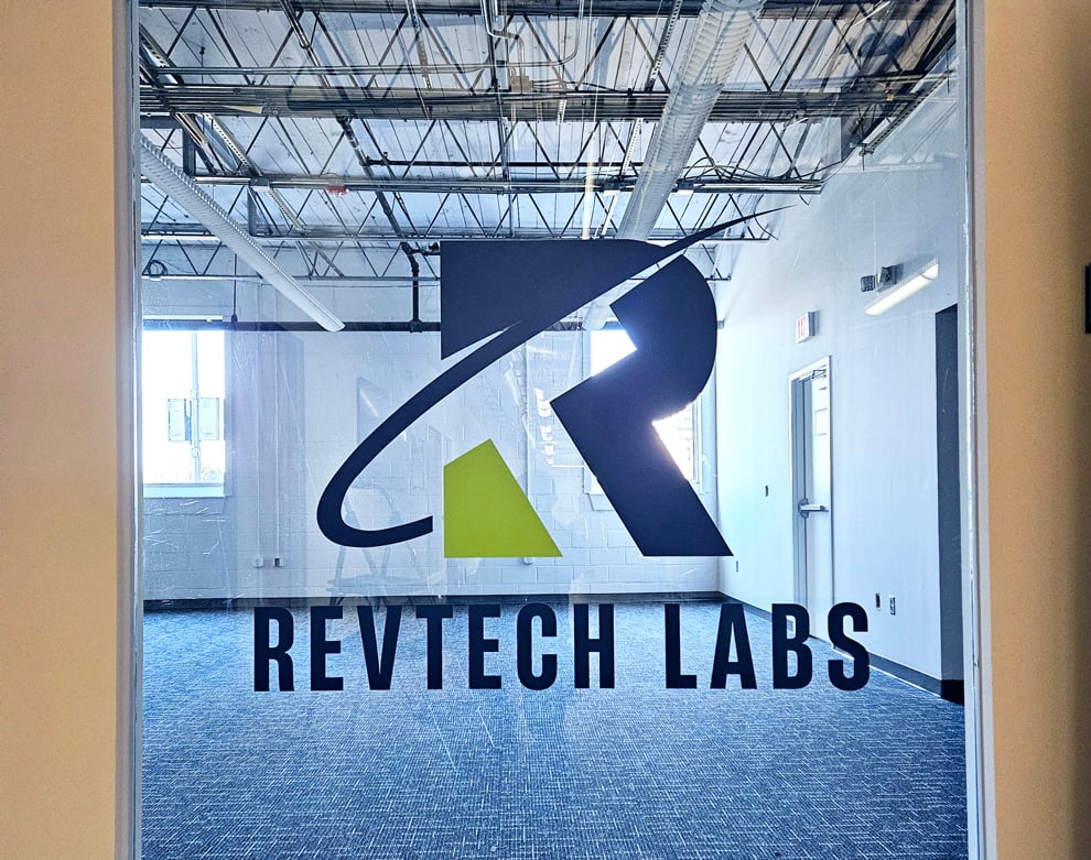 Custom frosted vinyl window graphics for office privacy in Hickory, NC