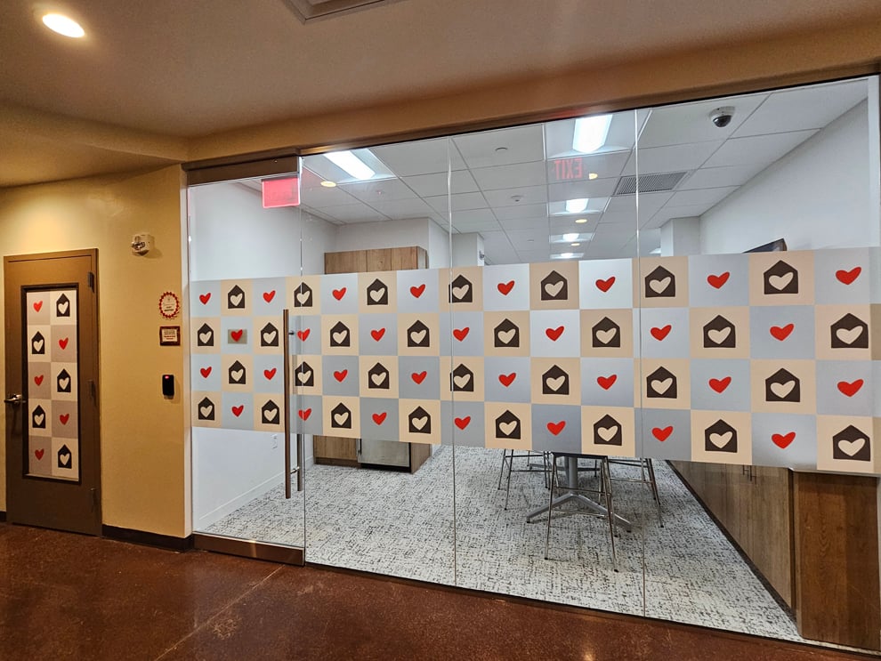 Window Graphics in Charlotte, NC designed and installed for business storefront and office glass