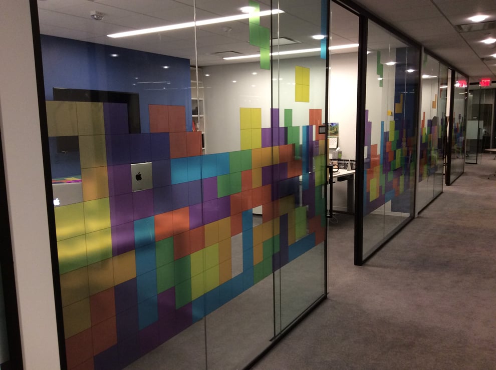 Decorative branded window graphics for workplace interiors Rock Hill, SC