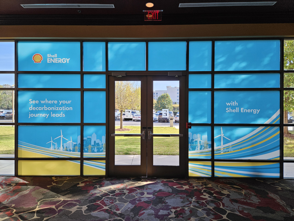 Branded window graphics on office glass walls in Statesville, NC