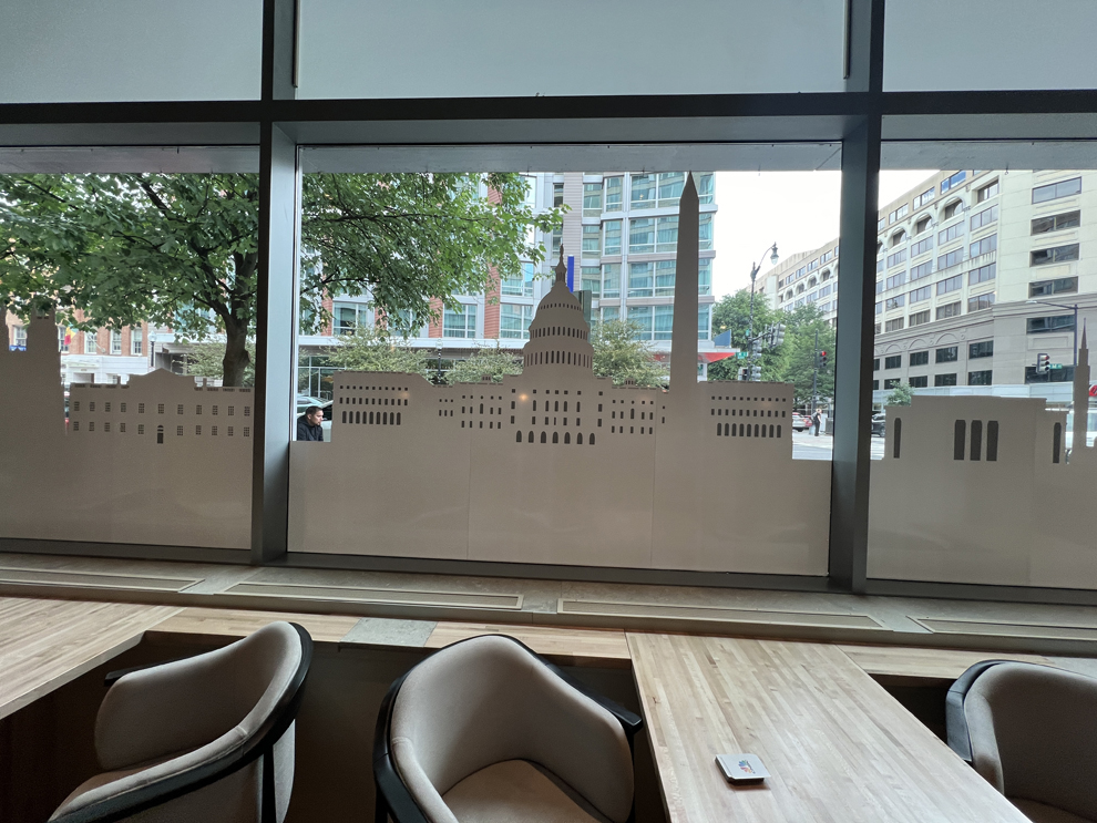 Office conference room frosted glass window graphics in Statesville, NC
