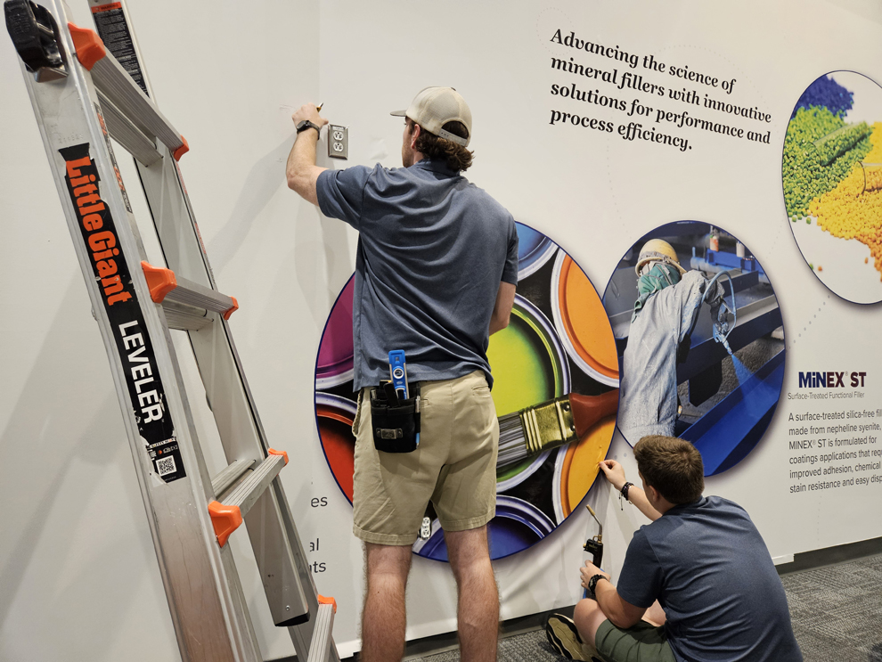 Branded wall graphics and sign installation in Gastonia, NC workplace