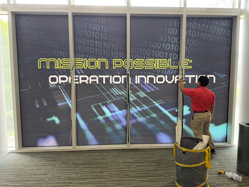 Professional office sign installation with custom graphics in Statesville, NC